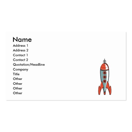 retro space rocket business cards (front side)