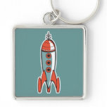 retro space rocket key chain