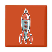 retro space rocket magnet