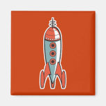 retro space rocket magnet