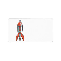 retro space rocket personalized address label