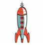retro space rocket photo sculpture