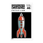retro space rocket postage
