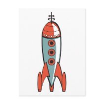retro space rocket postcards
