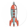 retro space rocket sticker