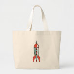retro space rocket tote bags