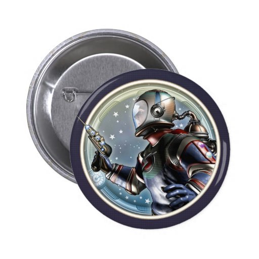 Retro Spaceman Round Button