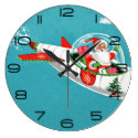 Retro Spaceship Santa Christmas Clock (large)