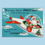 Retro Spaceship Santa Christmas Greeting Card cards
