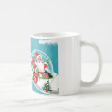 Retro Spaceship Santa Christmas Mug (half)