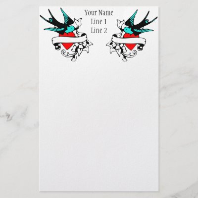 Retro Sparrow Tattoo Binder Stationery Paper by CannibalCouture