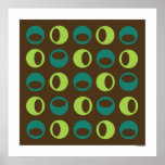 Retro Spheres on Brown Square poster
