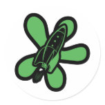 Retro Splat Rocket Black Green stickers