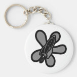 Retro Splat Rocket Black Grey Key Chains