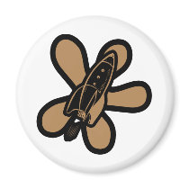 Retro Splat Rocket Black Orange Magnets