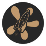 Retro Splat Rocket Black Orange stickers