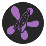 Retro Splat Rocket Black Purple stickers