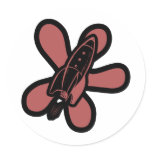 Retro Splat Rocket Black Red stickers