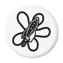 Retro Splat Rocket Black & White Magnet