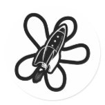 Retro Splat Rocket Black & White stickers