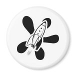 Retro Splat Rocket White & Black magnets