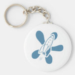 Retro Splat Rocket White Blue Key Chains