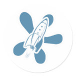 Retro Splat Rocket White Blue stickers