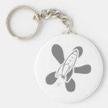 Retro Splat Rocket White Grey Key Chains