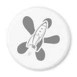 Retro Splat Rocket White Grey magnets