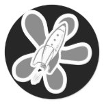 Retro Splat Rocket White Grey stickers