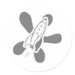Retro Splat Rocket White Grey Sticker