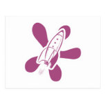 Retro Splat Rocket White Pink Postcard