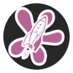 Retro Splat Rocket White Pink stickers