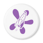 Retro Splat Rocket White Purple magnets