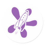 Retro Splat Rocket White Purple stickers