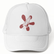 Retro Splat Rocket White Red hats