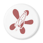 Retro Splat Rocket White Red magnets