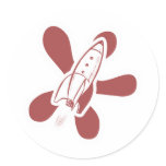 Retro Splat Rocket White Red stickers