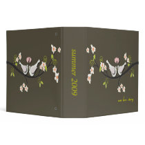 Retro spring flowers + love birds binders