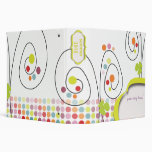 Retro spring flowers with polka dots 3 ring binder