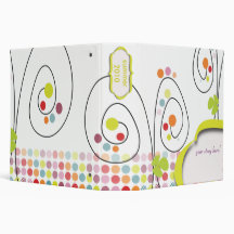 Retro spring flowers with polka dots 3 ring binder