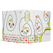 Retro spring flowers with polka dots binders by fine_stationery Retro spring flowers with polka dots binders