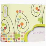 Retro spring flowers with polka dots 3 ring binders