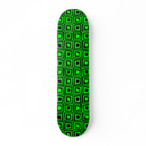 Retro Squares - Black on Green Skate Board Deck