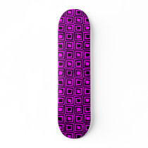 Retro Squares - Black on Magenta Skate Board Decks