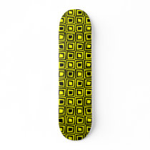 Retro Squares - Black on Yellow Skate Boards