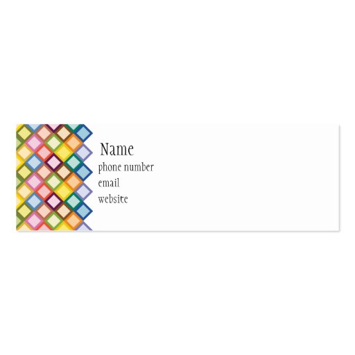 Retro Squares Bright Skinny Business Card (front side)