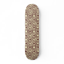 Retro Squares - Brown on Cream Skate Board Deck