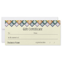 Retro Squares Gift Certificate rack cards by Pen_And_Ink Retro Squares Gift Certificate rack cards