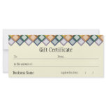 Retro Squares Gift Certificate Full Color Rack Card